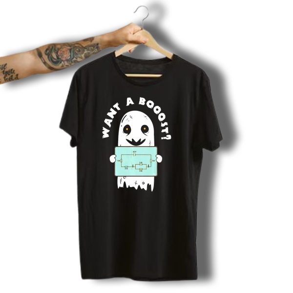 Want A Booost Ghost With Electrical Circuit Halloween Electrical Engineer T Shirt t shirt 1