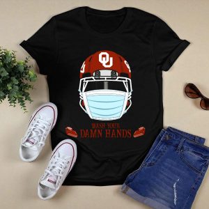Wash Your Damn Hands Oklahoma Sooners Helmet Mask T-Shirt