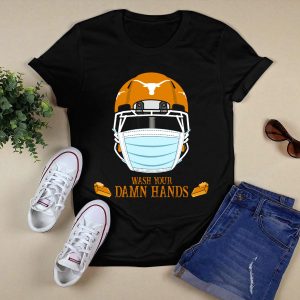 Wash Your Damn Hands Texas Longhorns Football Helmet Face Mask Soap Bars T-Shirt