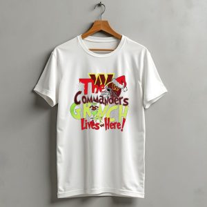 Washington Commanders Grinch Lives Here Christmas Football Holiday Cheer T-Shirt