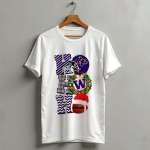 Washington Huskies Football Christmas Helmet Wreath Football Santa Hat Ho Ho Ho T Shirt