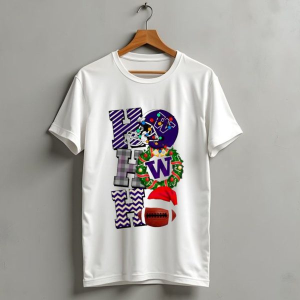 Washington Huskies Football Christmas Helmet Wreath Football Santa Hat Ho Ho Ho T Shirt 1 t shirt 1