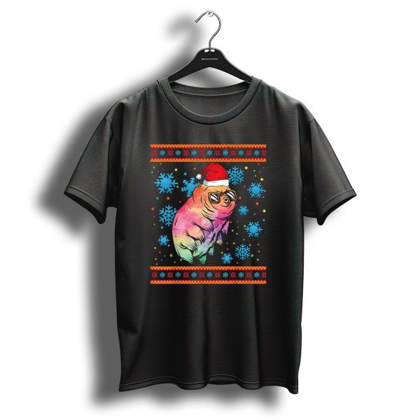Water Bear With Santa Hat And Cool Sunglasses Surrounded By Colorful Snowflakes For Christmas Tardigrade Lovers T Shirt 1 t shirt 1