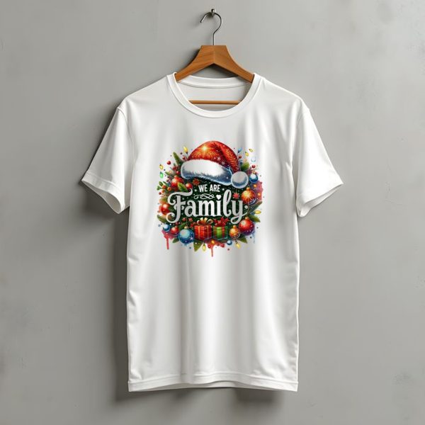 We Are Family Christmas 2024 Santa Hat Ornaments Presents Festive Crew T Shirt t shirt 1