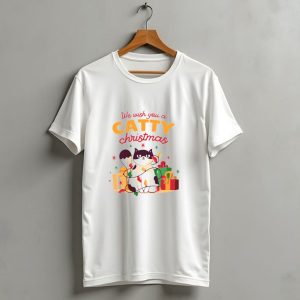 We Wish You A Catty Christmas With Festive Cat And Gifts T Shirt 1