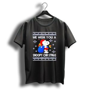 We Wish You A Snoopy Christmas Santa Hat And Gifts Peanuts Holiday T Shirt