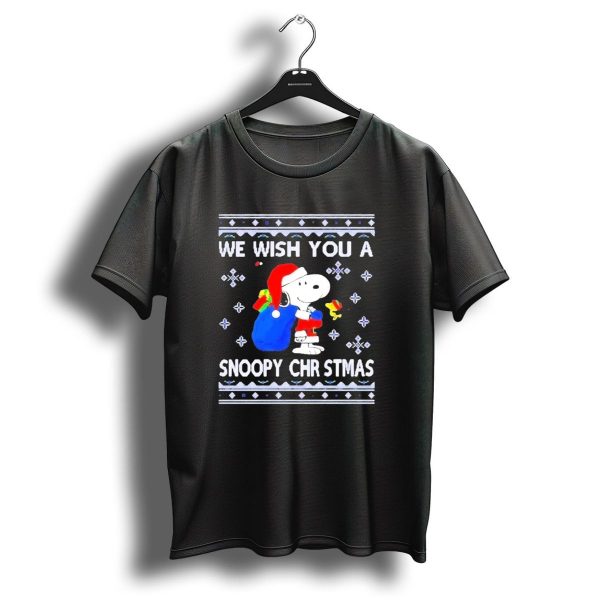 We Wish You A Snoopy Christmas Santa Hat And Gifts Peanuts Holiday T Shirt 1 t shirt 1