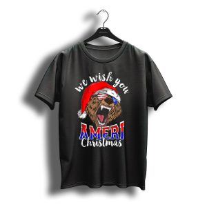 We Wish You Ameri Christmas Santa Bear Usa T-Shirt