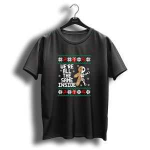 Were All The Same Inside Gingerbread Skeleton Ugly Christmas T-Shirt