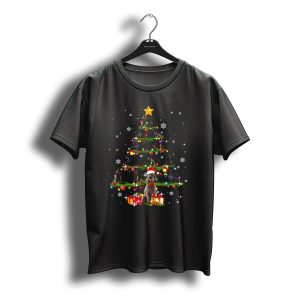 Weimaraner Christmas Tree Lights Santa Hat Paw Presents Snowflakes Star T-Shirt