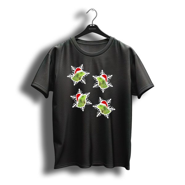 Weird Christmas Iguana Snowflake Santa Hat T Shirt t shirt 1