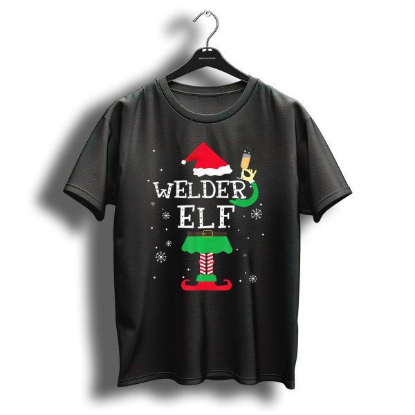 Welder Elf Christmas Hat Snowflakes Beer Cheers T Shirt 1 t shirt 1