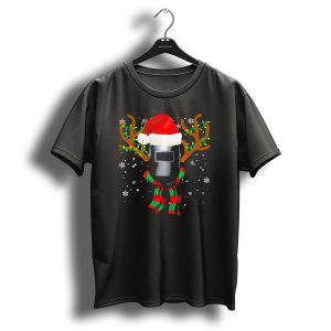Welder Reindeer Santa Hat Christmas Welding Mask Festive Humor T Shirt