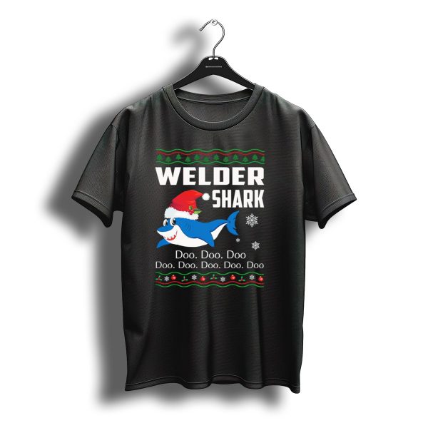 Welder Shark Doo Doo Doo Christmas Santa Hat Snowflakes T Shirt t shirt 1