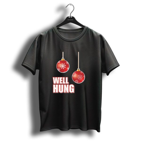 Well Hung Funny Christmas Tree Balls Snowflakes T Shirt 1 t shirt 1