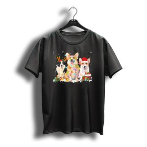Welsh Corgi Reindeer Santa Lights Christmas T-Shirt
