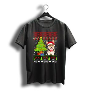 Welsh Corgi Ugly Christmas Sweater With Santa Hat And Christmas Tree T-Shirt