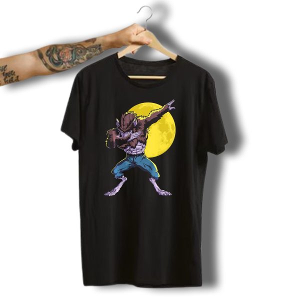 Werewolf Dabbing Halloween Funny Zombie Full Moon T Shirt t shirt 1