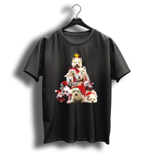 Westie Christmas Tree With Cute West Highland White Terriers In Festive Hats T-Shirt