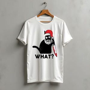 What Black Cat Santa Knife Christmas T-Shirt