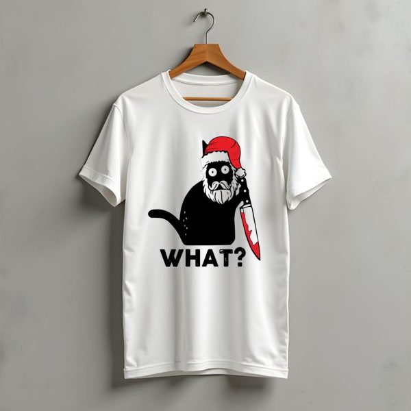 What Black Cat Santa Knife Christmas T Shirt t shirt 1