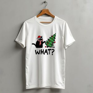 What Cat Christmas Santa Hat Tree T Shirt