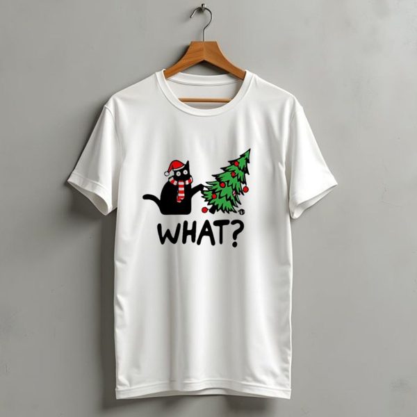 What Cat Christmas Santa Hat Tree T Shirt 1 t shirt 1