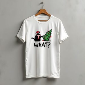 What Cat Christmas Santa Hat Tree T-Shirt