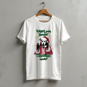 What'S Your Favorite Christmas Movie Santa Skeleton Ghost Face Costume T-Shirt
