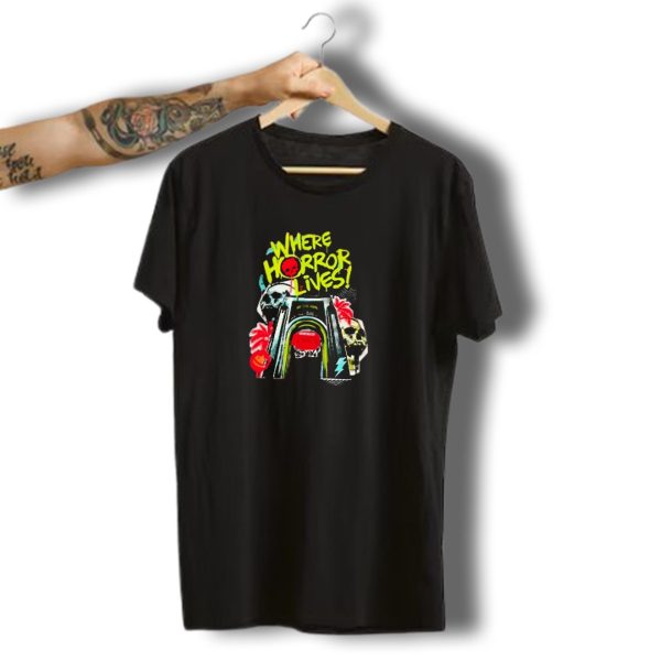 Where Horror Lives Halloween Horror Nights 2024 Skull Portal And Palm Trees T Shirt t shirt 1