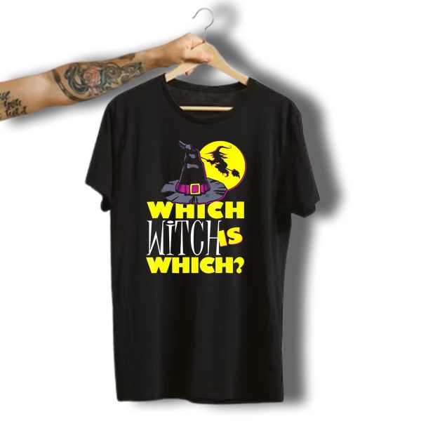 Which Witch Is Which Halloween Funny Witch Hat And Flying Witch T Shirt t shirt 1
