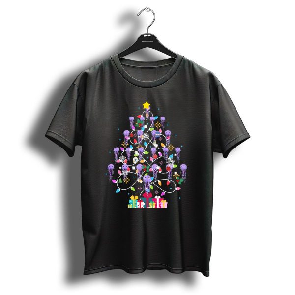 Whimsical Jellyfish Ornament Christmas Tree With Festive Present Displays T Shirt 1 t shirt 1