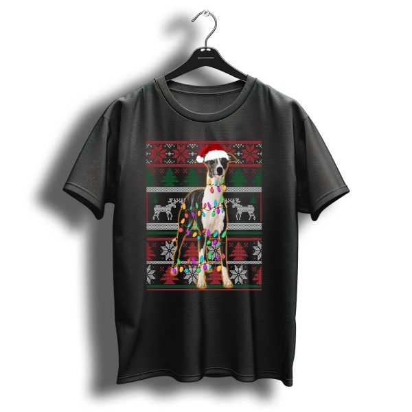 Whippet Christmas Lights Santa Hat Ugly T Shirt 1 t shirt 1