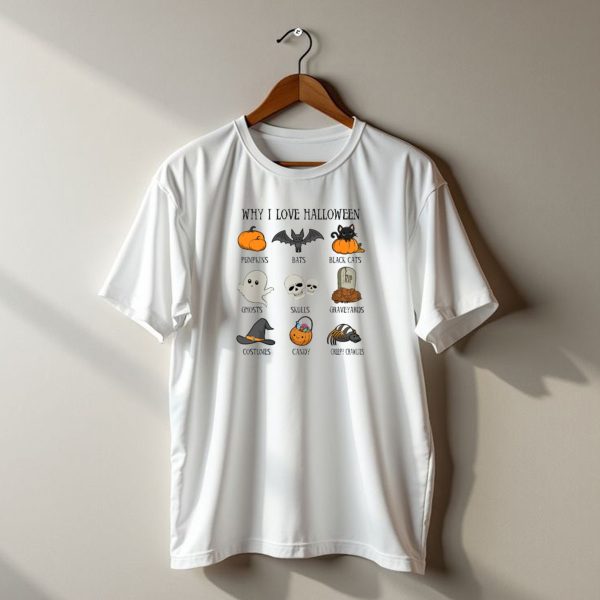 Why I Love Halloween Pumpkins Bats Black Cats Ghosts Skulls Graveyards T Shirt t shirt 1