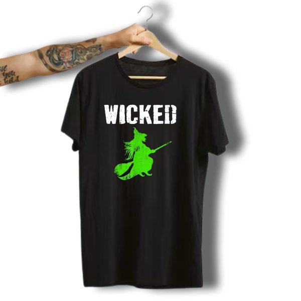 Wicked Halloween Green Witch On Broom T Shirt 1 t shirt 1