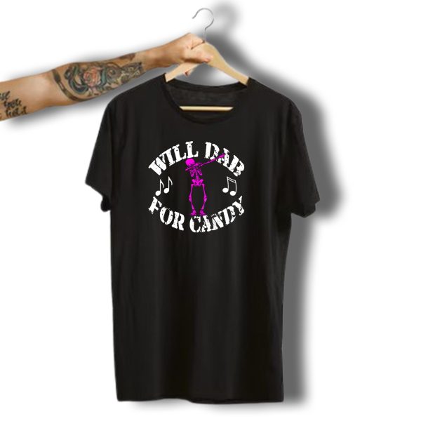 Will Dab For Candy Pink Skeleton Halloween Music Notes T Shirt 1 t shirt 1