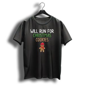 Will Run For Christmas Cookies Gingerbread Man Holiday Humor T-Shirt