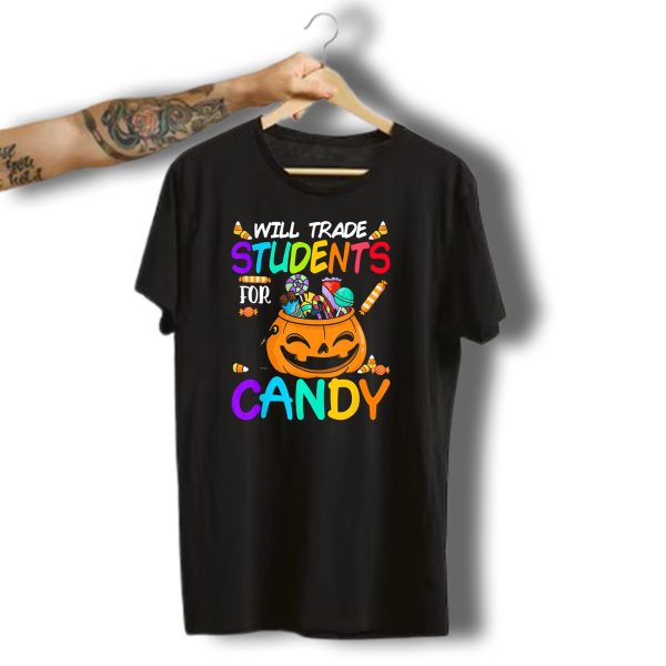 Will Trade Students For Candy Halloween Pumpkin T Shirt t shirt 1