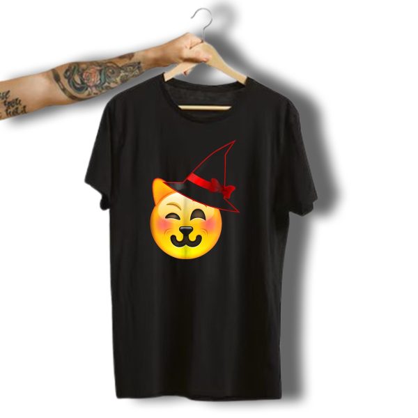 Winking Cat Emoji With Witch Hat Halloween T Shirt t shirt 1