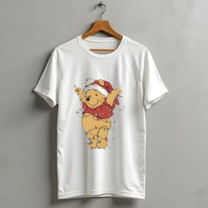 Winnie The Pooh Christmas Lights Santa Hat Holiday T Shirt