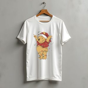 Winnie The Pooh Christmas Lights Santa Hat Holiday T-Shirt
