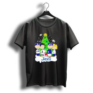 Winnipeg Jets Peanuts Characters Christmas Tree Snoopy Snowflakes T Shirt