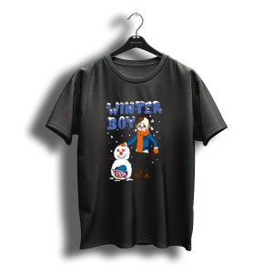 Winter Boy Snowman Santa Christmas Tree T-Shirt