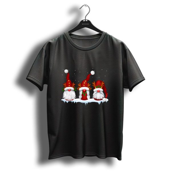 Winter Christmas Swedish Tomte Elves With Reindeer Antlers And Snowflakes T Shirt 1 t shirt 1