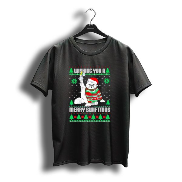 Wishing You A Merry Swiftmas Cat Santa Ugly Christmas T Shirt t shirt 1
