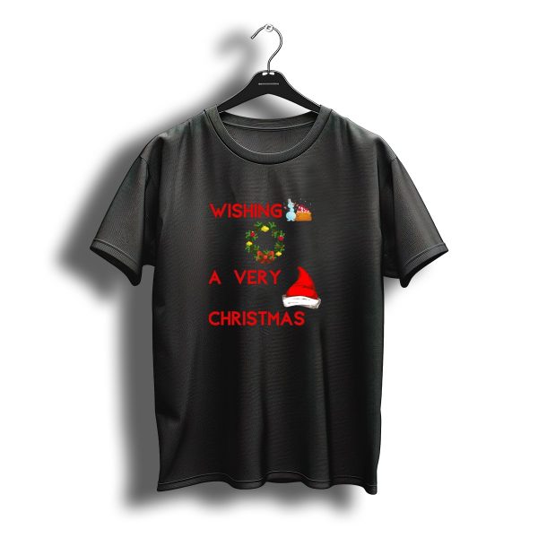 Wishing You A Very Happy Christmas Santa Hat Wreath Cake Bunny T Shirt t shirt 1