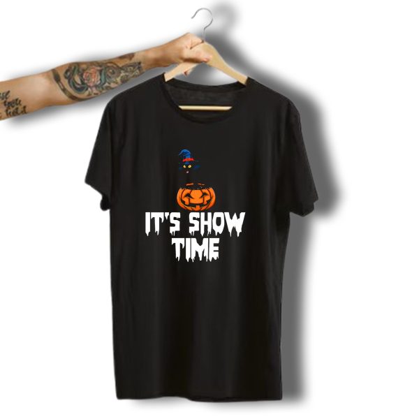 Witch Cat Halloween Pumpkin Its Show Time T Shirt t shirt 1