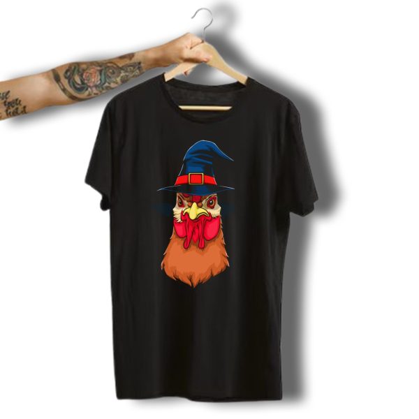 Witch Chicken Funny Halloween Horror Scary Wizard Hat T Shirt t shirt 1