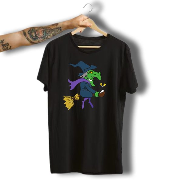 Witch Halloween Monster Zombie Horror Black Cat Broomstick T Shirt t shirt 1 1