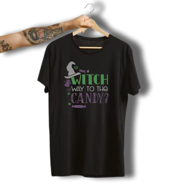 Witch Way To The Candy Hat Sweets Halloween T Shirt 1 t shirt 1